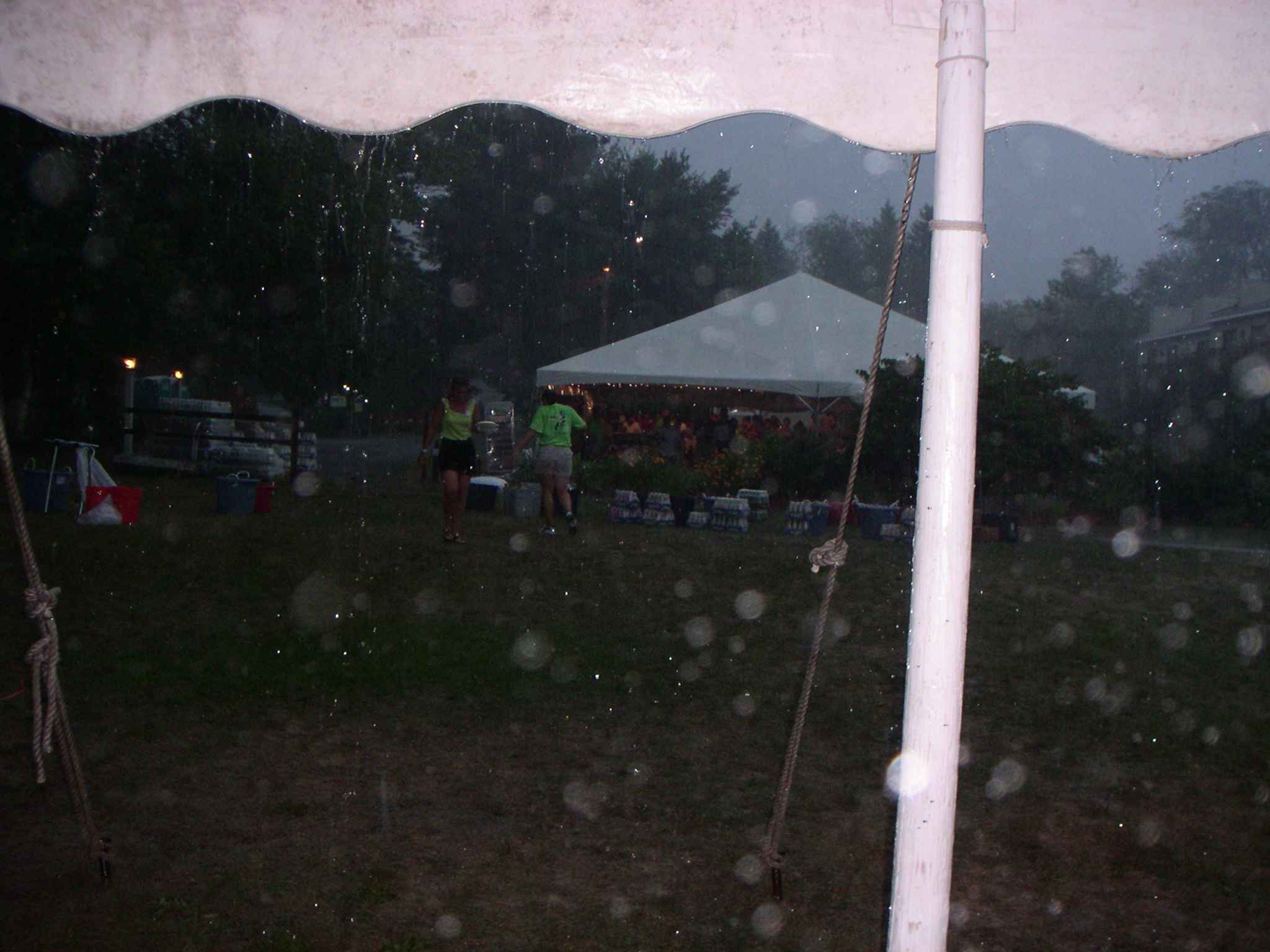 Dining tent during heavy downpour