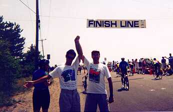 Chris and Andy at the finish line, Provincetown